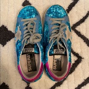 Blue sequin golden gooses